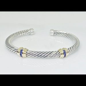 David Yurman Double Station Sapphire Cuff Bracelet